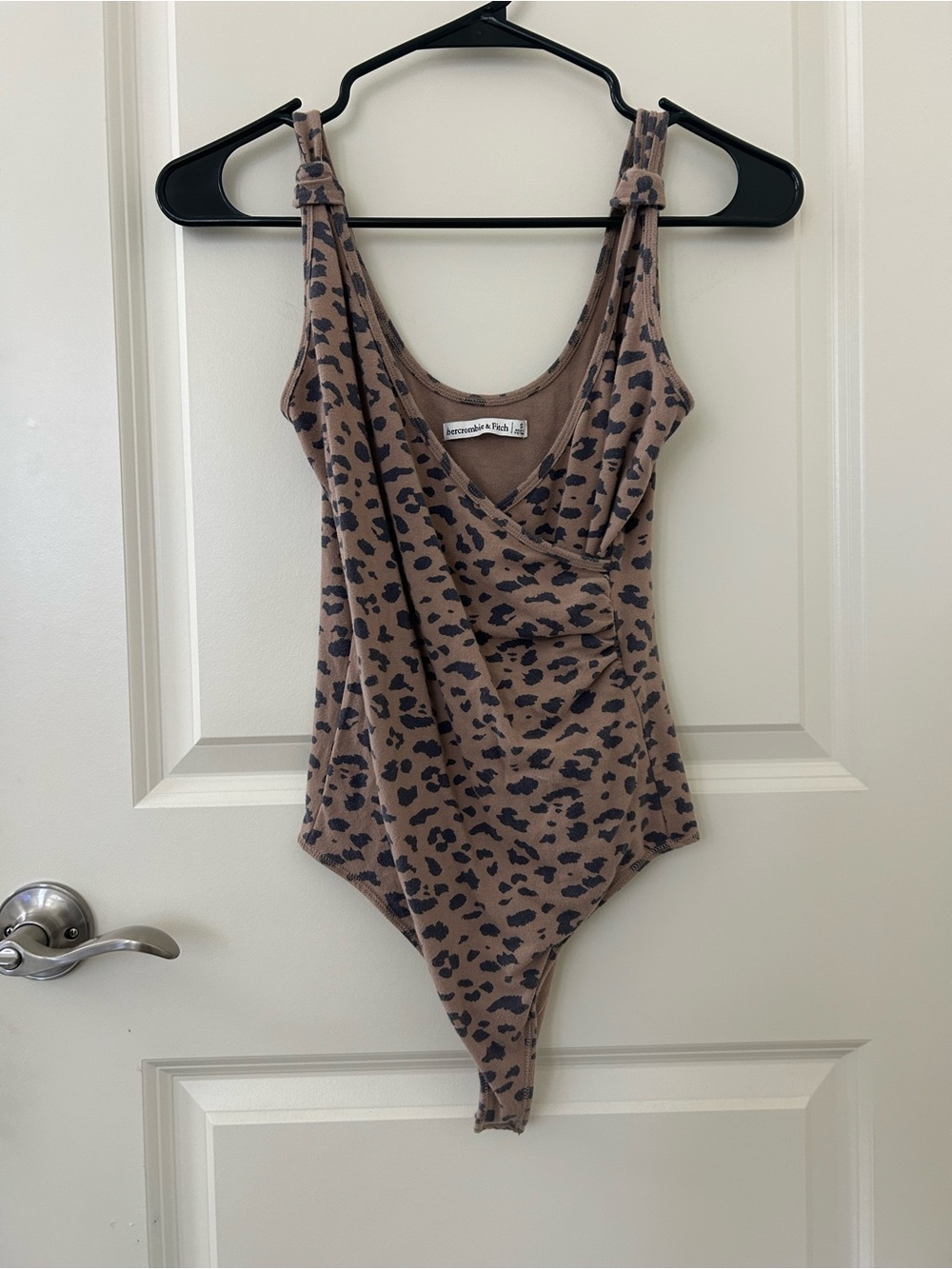 Abercrombie & Fitch Taupe Leopard Print Bodysuit with Black Spots